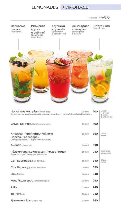 Меню напитков Corner Bar