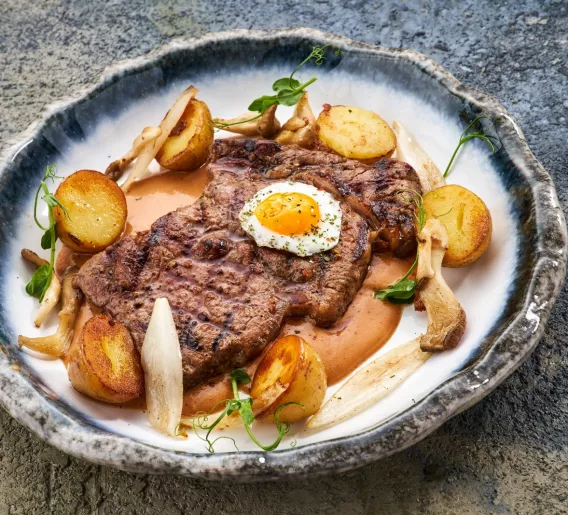 Ribeye steak with baby-potatoes